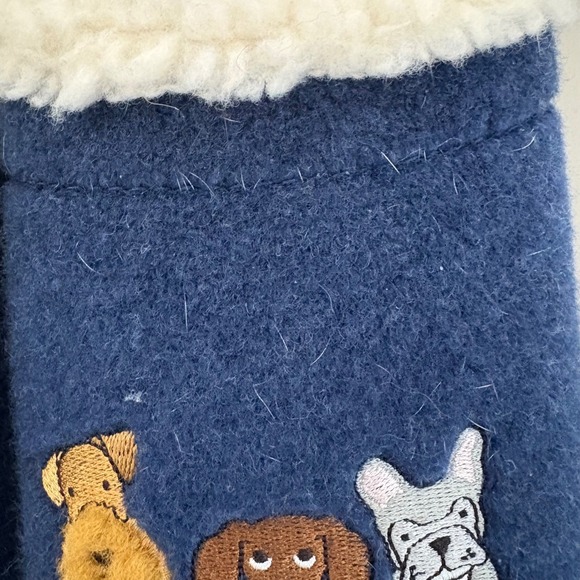 Lands End Women's Cozy Blue Embroidered Dog Slippers Sherpa Lined Sz 9B Comfy - Picture 12 of 12